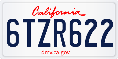 CA license plate 6TZR622
