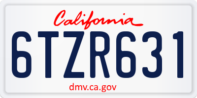CA license plate 6TZR631