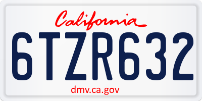 CA license plate 6TZR632