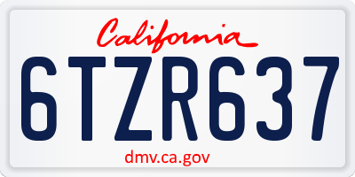 CA license plate 6TZR637