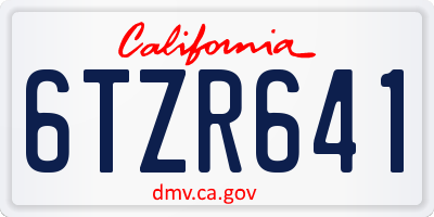 CA license plate 6TZR641