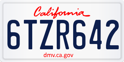 CA license plate 6TZR642