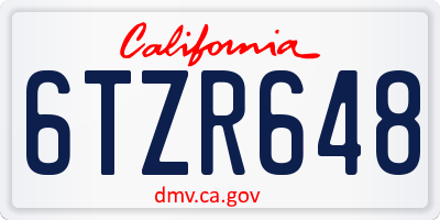 CA license plate 6TZR648