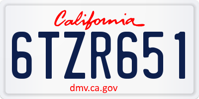 CA license plate 6TZR651