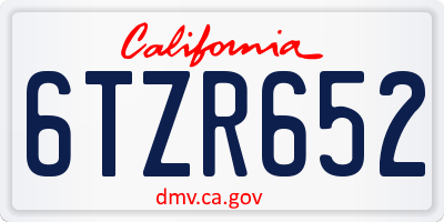 CA license plate 6TZR652
