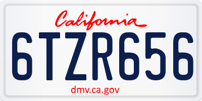 CA license plate 6TZR656