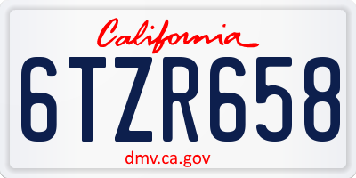 CA license plate 6TZR658