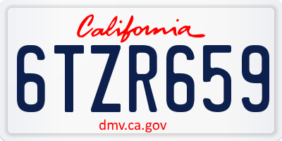CA license plate 6TZR659