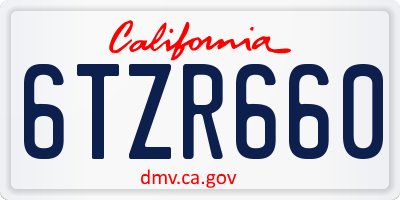 CA license plate 6TZR660