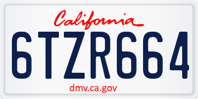 CA license plate 6TZR664