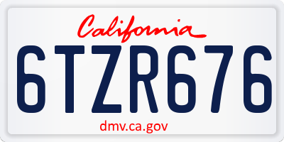 CA license plate 6TZR676
