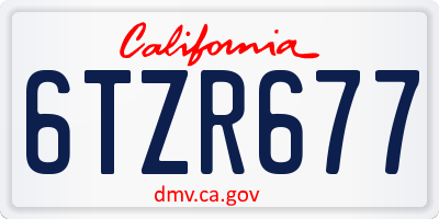 CA license plate 6TZR677