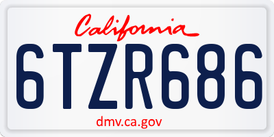 CA license plate 6TZR686