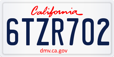 CA license plate 6TZR702