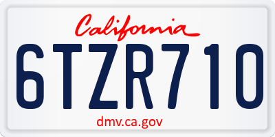 CA license plate 6TZR710
