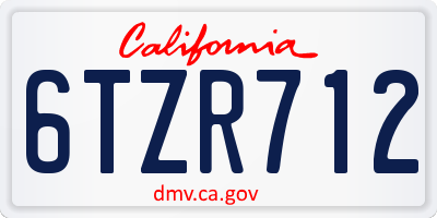 CA license plate 6TZR712