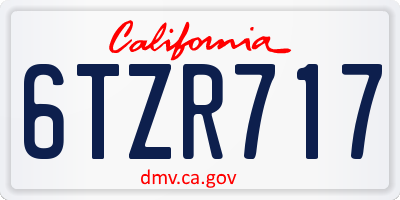 CA license plate 6TZR717