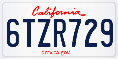 CA license plate 6TZR729