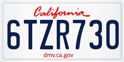 CA license plate 6TZR730