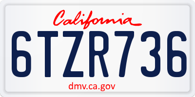 CA license plate 6TZR736