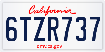 CA license plate 6TZR737