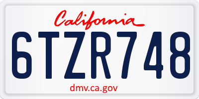 CA license plate 6TZR748