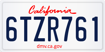 CA license plate 6TZR761