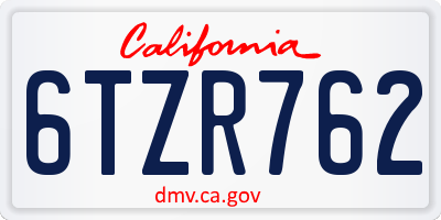 CA license plate 6TZR762