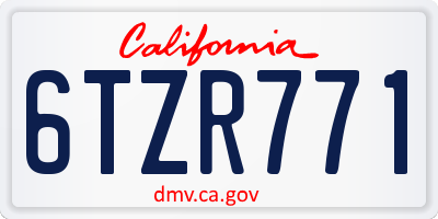 CA license plate 6TZR771