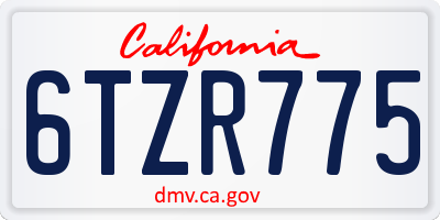 CA license plate 6TZR775