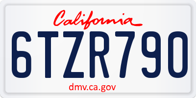 CA license plate 6TZR790