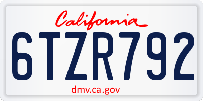 CA license plate 6TZR792