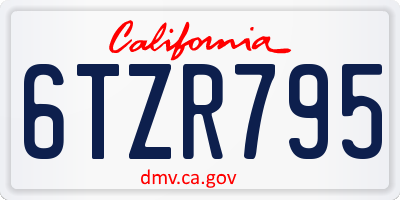 CA license plate 6TZR795