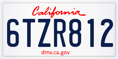 CA license plate 6TZR812
