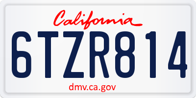 CA license plate 6TZR814