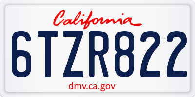 CA license plate 6TZR822