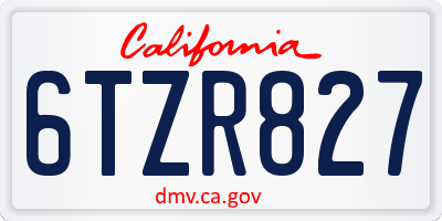 CA license plate 6TZR827
