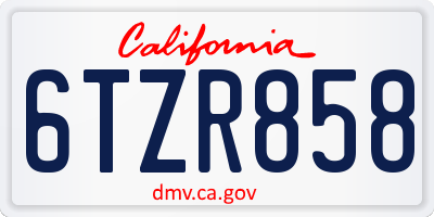 CA license plate 6TZR858