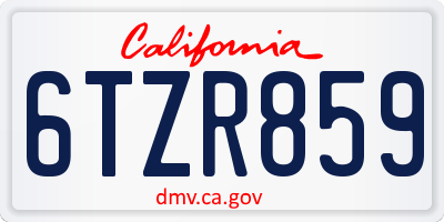 CA license plate 6TZR859