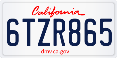 CA license plate 6TZR865