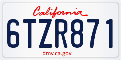 CA license plate 6TZR871