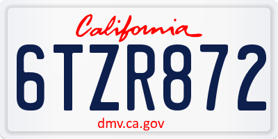 CA license plate 6TZR872