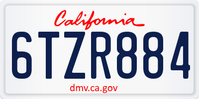 CA license plate 6TZR884