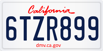 CA license plate 6TZR899