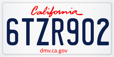 CA license plate 6TZR902
