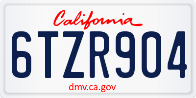 CA license plate 6TZR904
