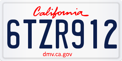 CA license plate 6TZR912
