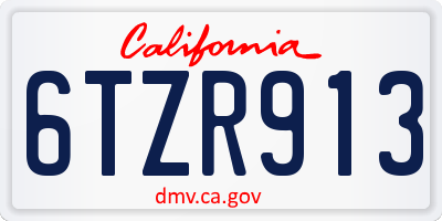 CA license plate 6TZR913