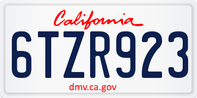 CA license plate 6TZR923