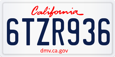 CA license plate 6TZR936